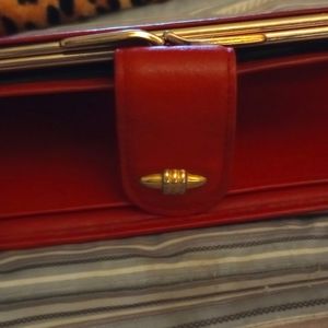 Red Leather Preston and York skinny wallet used one